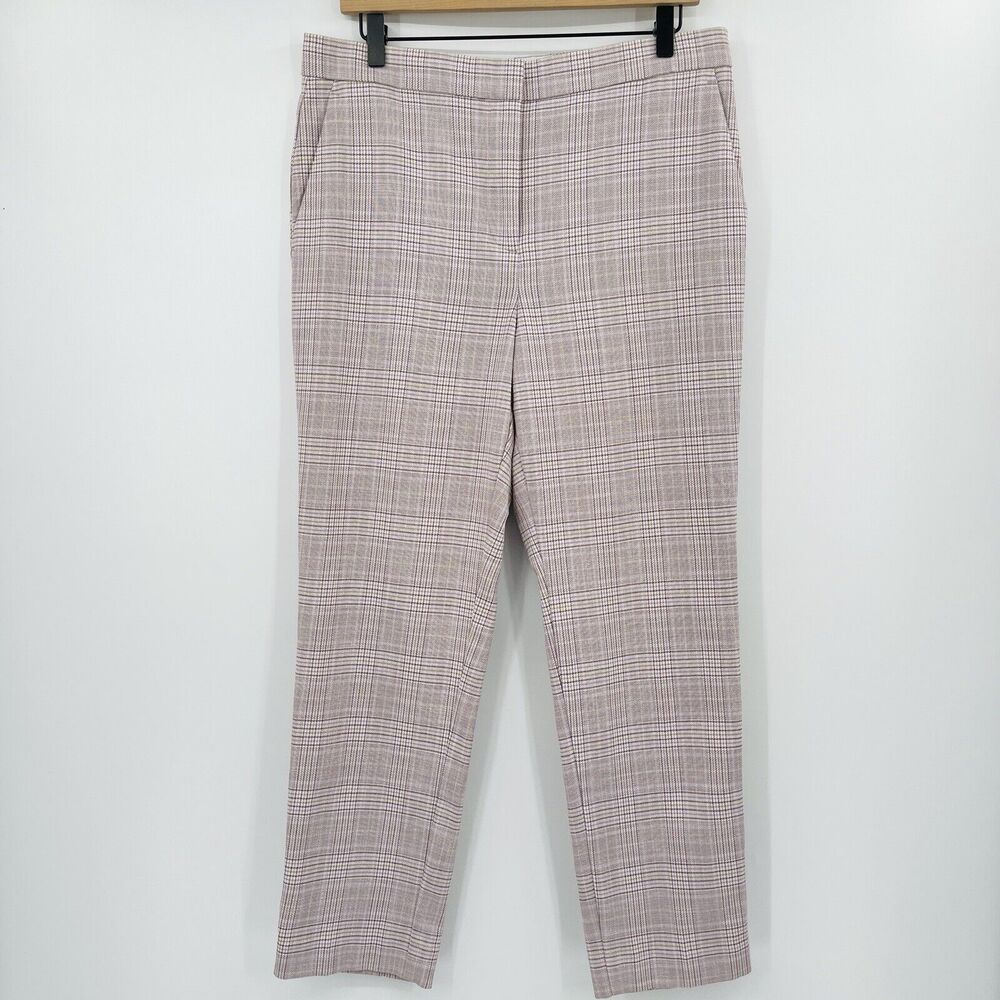 Ann Taylor Womens Pants Size 10 Lilac Plaid Ankle High Rise Modern Sloan Trouser